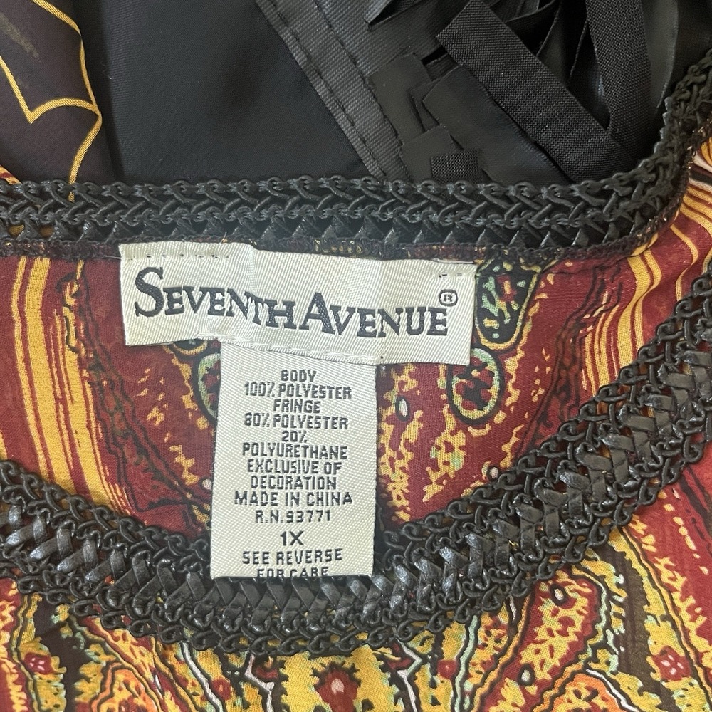 Seventh Avenue Blouse Sz 1X Fringe Sleeves Beachy Hippie Vacation Boho Plus Size - Picture 6 of 9